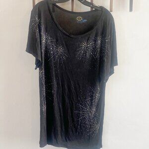 Blue Life Faded  Black Studded Star T-shirt